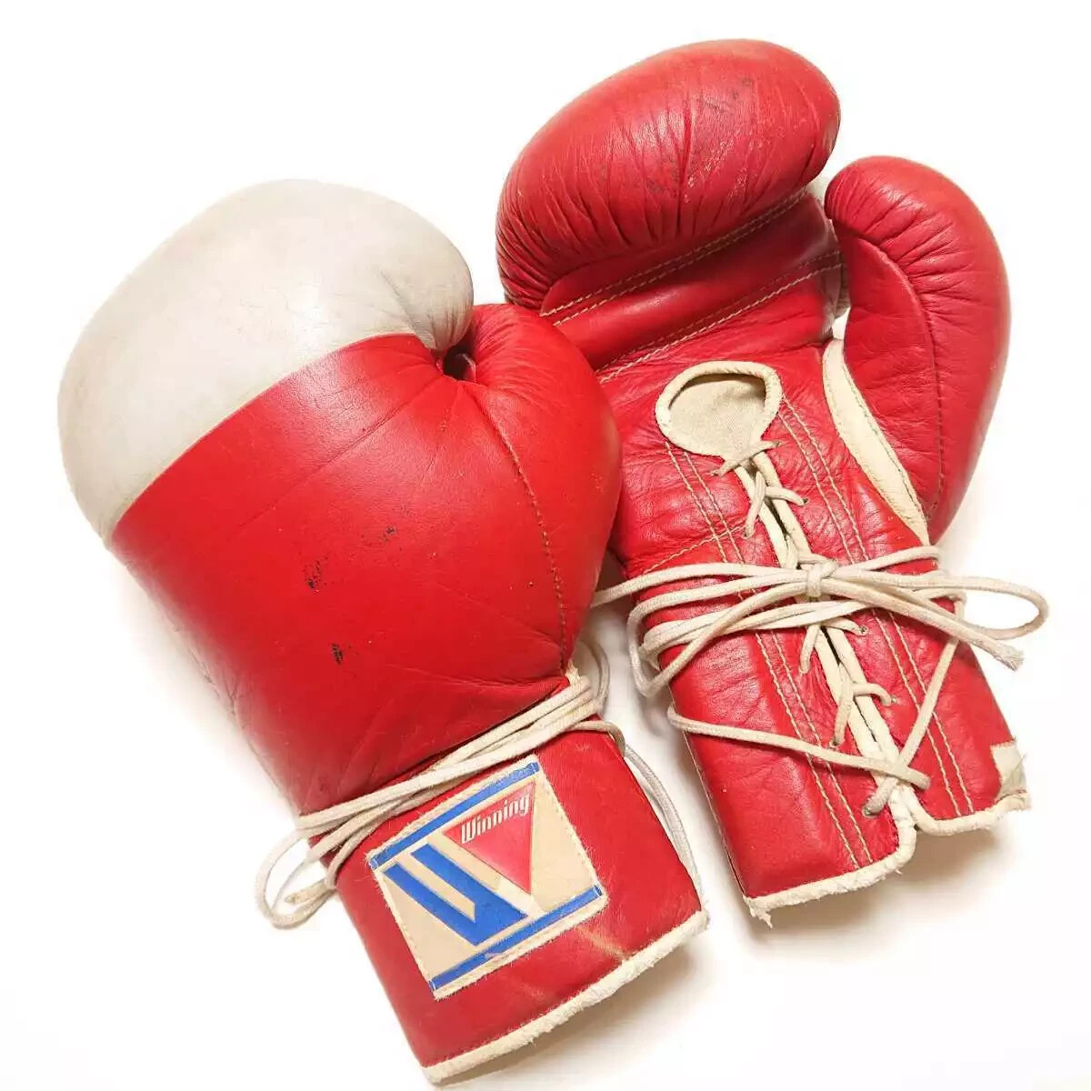 Winning Gloves Boxing 10oz Rare Vintage Red White Leather FP-800H