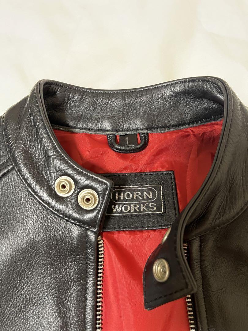 Used HORN WORKS Women's Leather Jacket Size 1 Black Biker Jacket