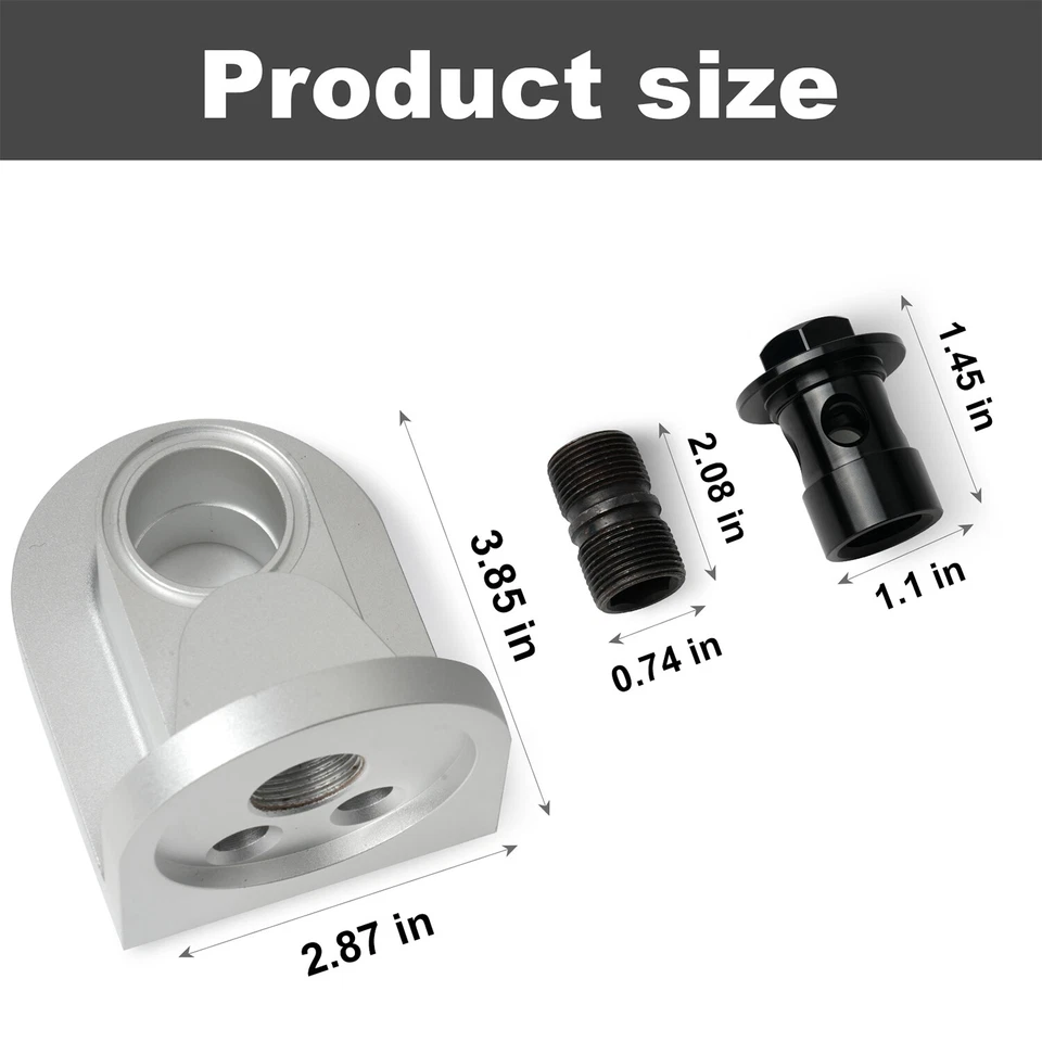 Adaptador de filtro de óleo de tarugo M-6880-B50 90 graus para 1965-1995 Ford Mustang prata - Imagem 2 de 4