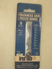 NEW METRIC & INCH THICKNESS & FEELER GAUGE, Japan, GREAT NECK, TG9