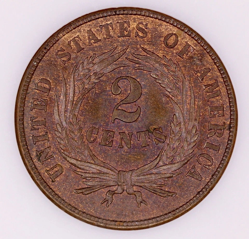 1865 Two Cent Piece NGC MS65 CAC Old Fatty Holder - Flashy PQ Great Eye Appeal - Image 3 of 4