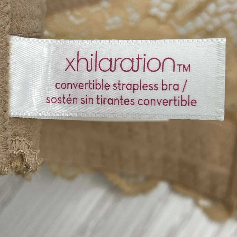 Sujetador Xhilaration Convertible Sin Tirantes Tostado Talla 36C Encaje Banda Trasera Con Aros Pushup Foto 4 de 4