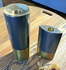 Vintage MICHAEL ARAM Brass Cylinder & Rectangular Candle Holders  Candlesticks