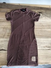 PRETTYLITTLETHING Chocolate Brown Asymmetric Seam Detail Bodycon Dress Size 8