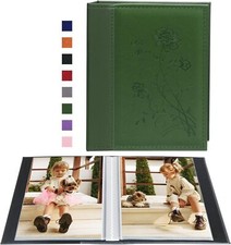 Artmag Photo Album 5x7 Clear Pages Pockets Leather 50 Pockets/1PK, Dark Green