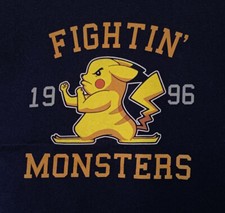 Pokemon Fightin Monsters 1996 Navy Blue T-Shirt Youth Size Medium