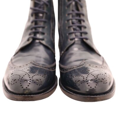 Navyboot Italy Navy Blue Leather Wingtip Chukka Boots Men 7 Dress Shoes Ankle 40 Navyboot Italy Navy Blue Leather Wingtip Chukka Boots Men 7  main image 4