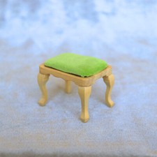 Dollhouse Miniature 1/12 Scale Wooden Blank Stool With Green Cushion Accessories