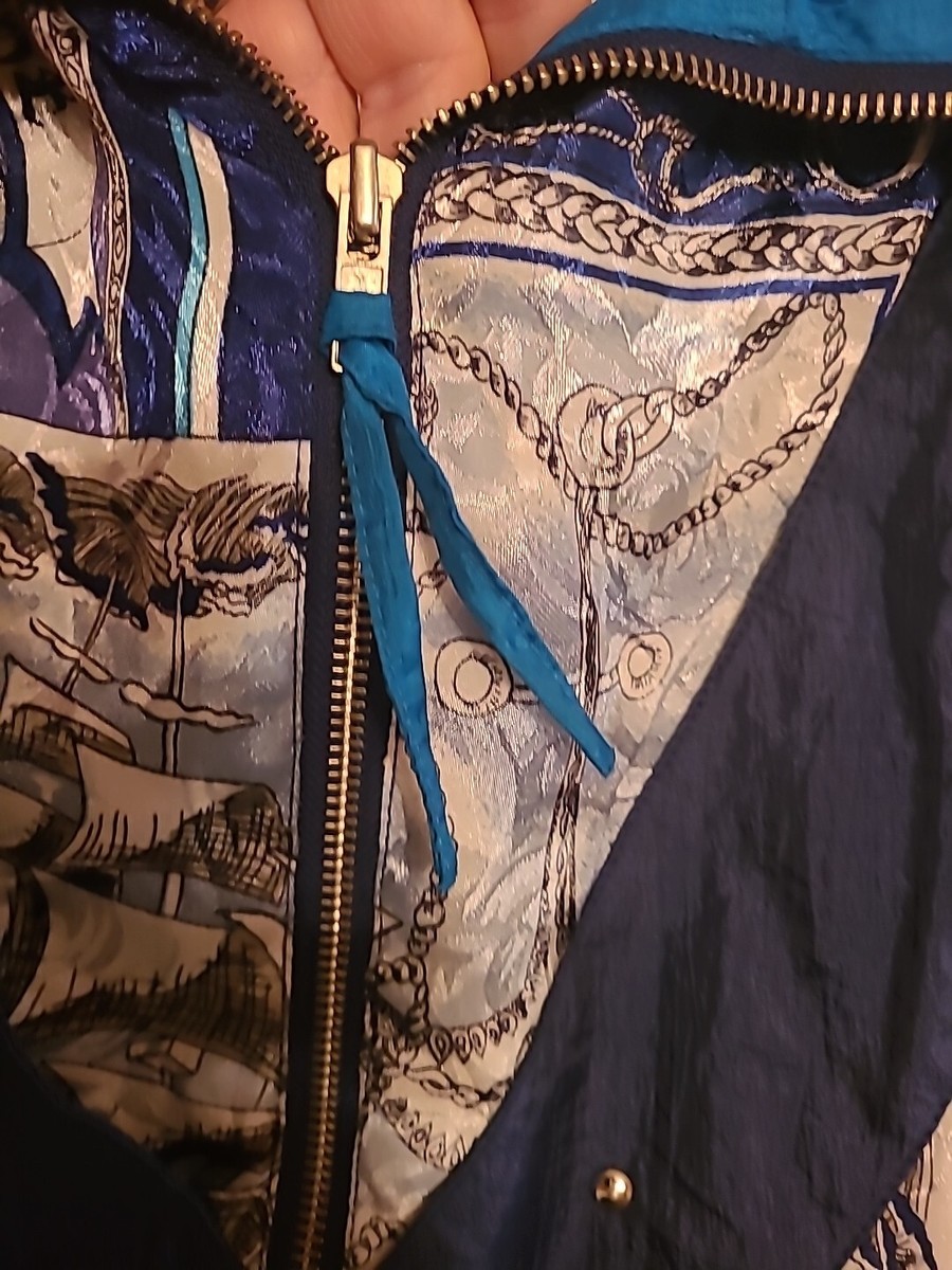 Vintage RE Sport Rivers Edge Sport Windbreaker Jacket SZ L Nautical Blues Cream View 5