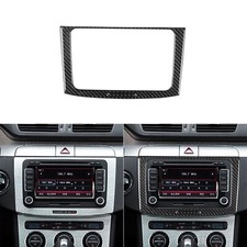 Cubierta de marco de panel de CD de radio de consola central de fibra de carbono para VW Passat B6 2006-11