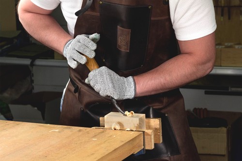 Adjustable Black&Brown Leather Work Apron BeaverCraft AP3X - Picture 7 of 8