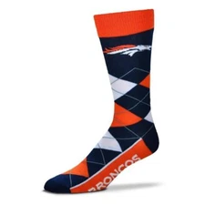 Denver Broncos Men's Crew Socks One Size Fits Most Argyle Lineup