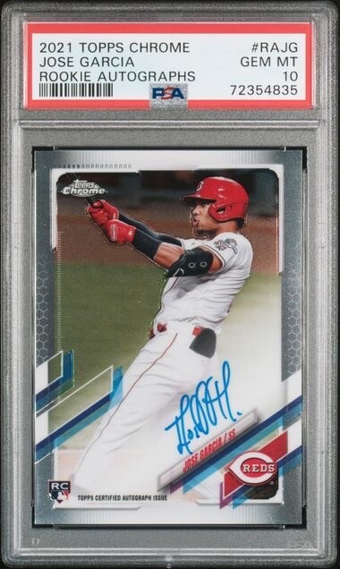 2021 Topps Chrome Jose Garcia RC Rookie Autograph Gem Mint PSA 10