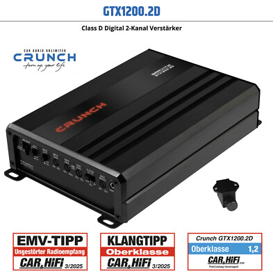 Crunch GTX1200.2D Compact Digital 2 Channel Amplifier 1200 Watts + Remote