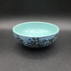 Vintage McCoy MCM Blue & Black Turquoise Brocade Cereal Bowl 5.75" Lava Drip