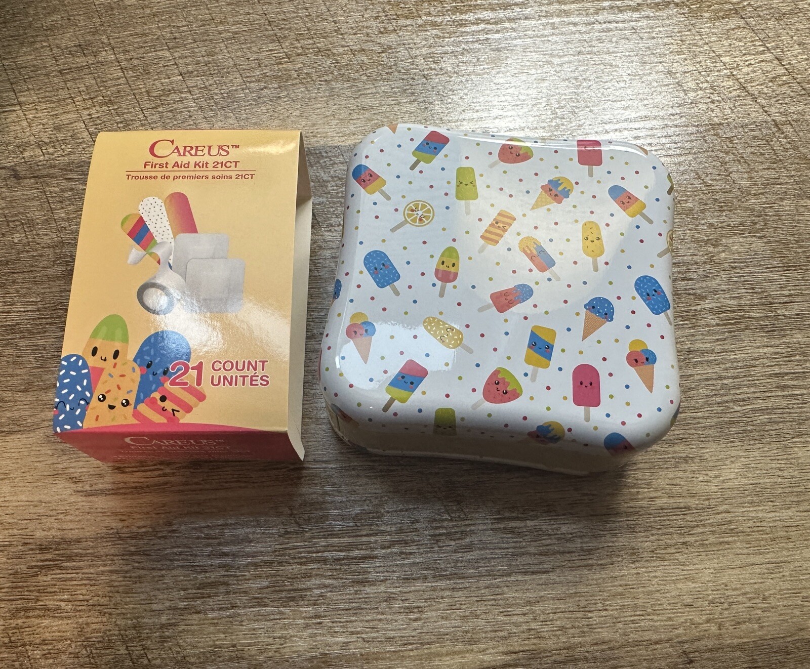 Kit de primeros auxilios en lata metálica decorativa ¡Kit de 21 piezas! Helado de paleta de verano