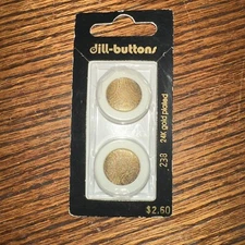 New Vtg Dill Buttons 2 Pk 24k Gold Plated Button #238 Buttons 7/8” 23 MM Germany