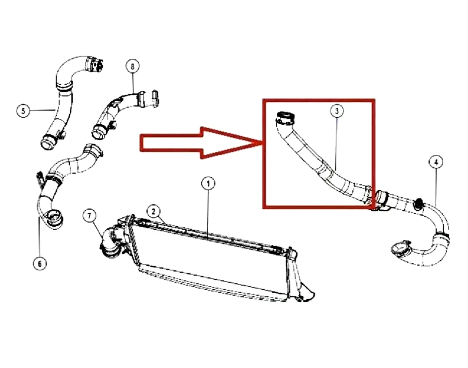 Ladeluftschlauch Turbo für JEEP COMPASS / PATRIOT 2.0 CRD 2.2 CRD 04891697AB - Bild 3 von 3