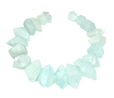   Bergkristall Spitzen-Nuggets Doppelender eis-blau irisierend 20 cm-Strang  