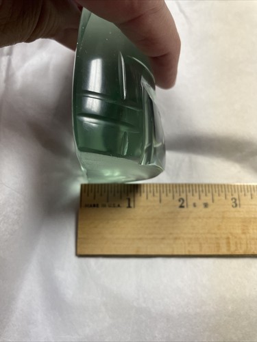 Vintage Art Glass Sculpture Green Polished Carved Figure/Paperweight 3” Used - Picture 4 of 8