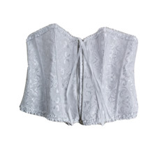 Corset Steampunk Dressup White Front Zip up Lace adjustment 6xl Boning