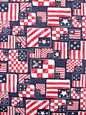 PATRIOTIC FLAGS WITH GLITTER FABRIC BY FABRIC TRADITIONS ONE 1/2 YARDS