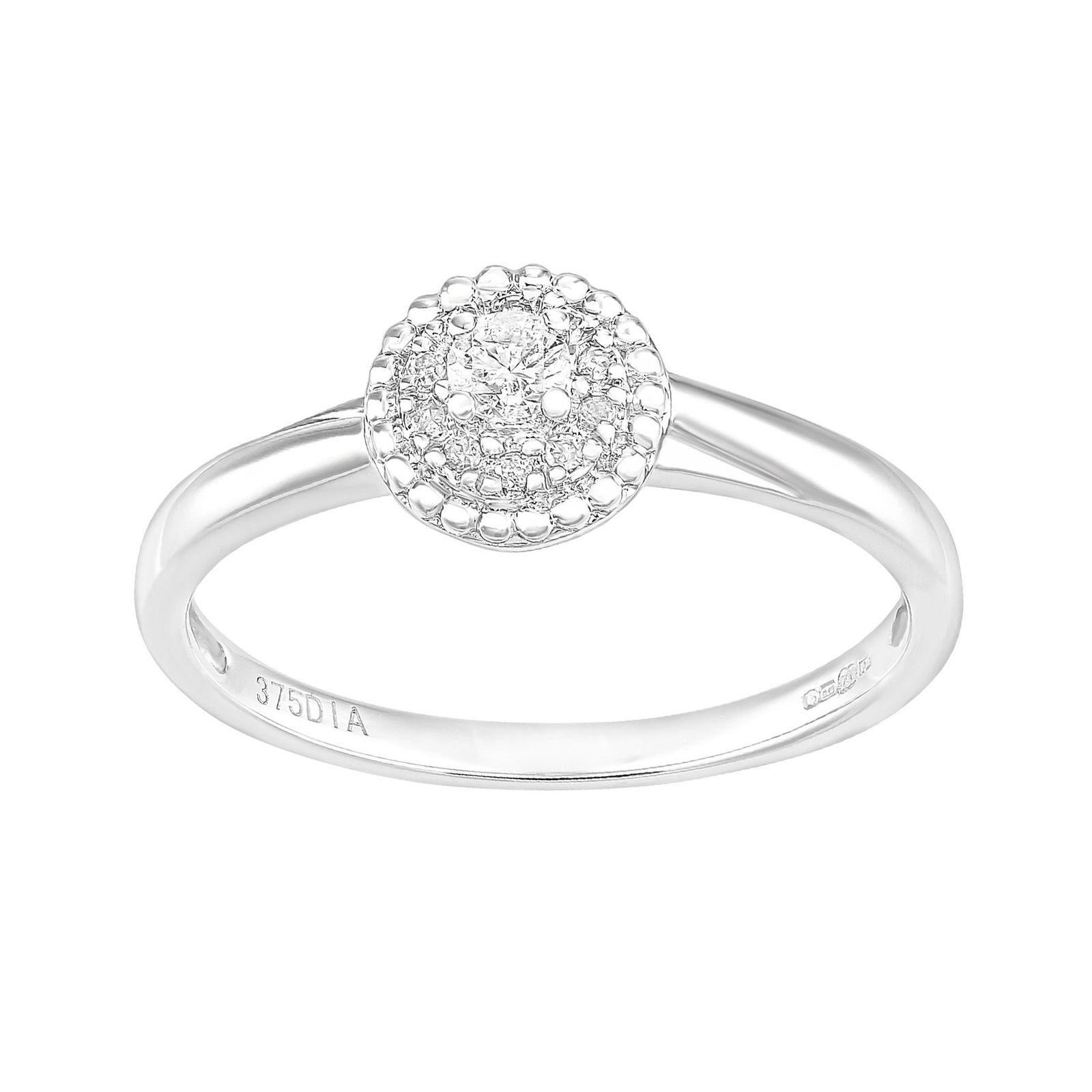 Naava 9ct Bianco oro oro oro Tondo Halo diamante solitario anello di fidanzamento K f8e643 Naava 9ct Bianco oro oro oro Tondo Halo diamante solitario anello di fidanzamento K f8e643
