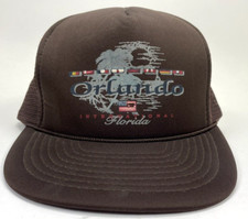 Vintage 80s Orlando Florida Hat Mesh Foam Rope Snapback Trucker Baseball Cap