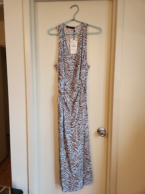 zebra print beach dress Virginia Beach Backless Maxi Dress Blue Zebra