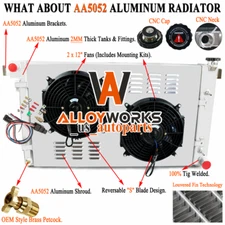 For 1994-2002 Dodge Ram 1500 2500 3500 5.2 5.9L 2 Row Radiator+Shroud Fan Kits