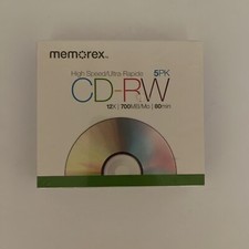 Memorex CD-RW 12x Recordable Rewritable CD in Slimline Cases 5 Pack Sealed New