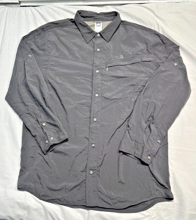 The North Face Performance Shirt Mens XL Roll Tab Sleeve Zip Pocket Tech Outdoor