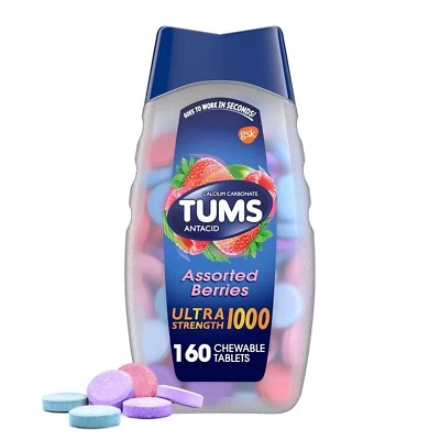 GLAXOSMITHKLINE GSK Calcium Carbonate TUMS Antacid, Ultra Strength Assorted Berries | 160 Tablet