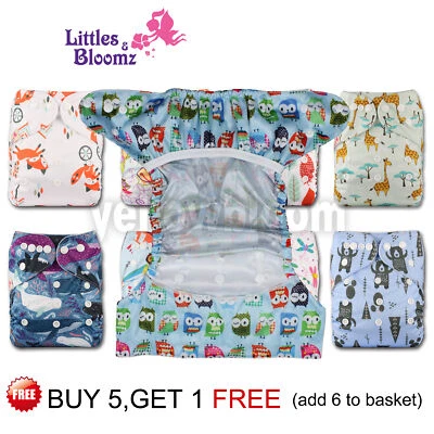 LITTLES&BLOOMZ Baby Reusable Cloth NAPPY Cover Wrap To Use With Muslin Squares or Prefold