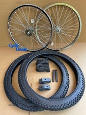 Juego de llantas de acero para bicicleta de 20"" x 2,125 cromadas 36 ruedas libres, neumáticos Ranger negros BMX