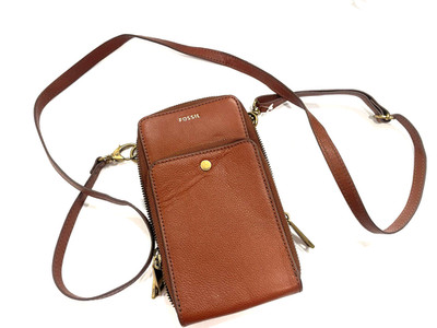 Fossil Sofia Phone Case Crossbody Wallet in Medium Brown