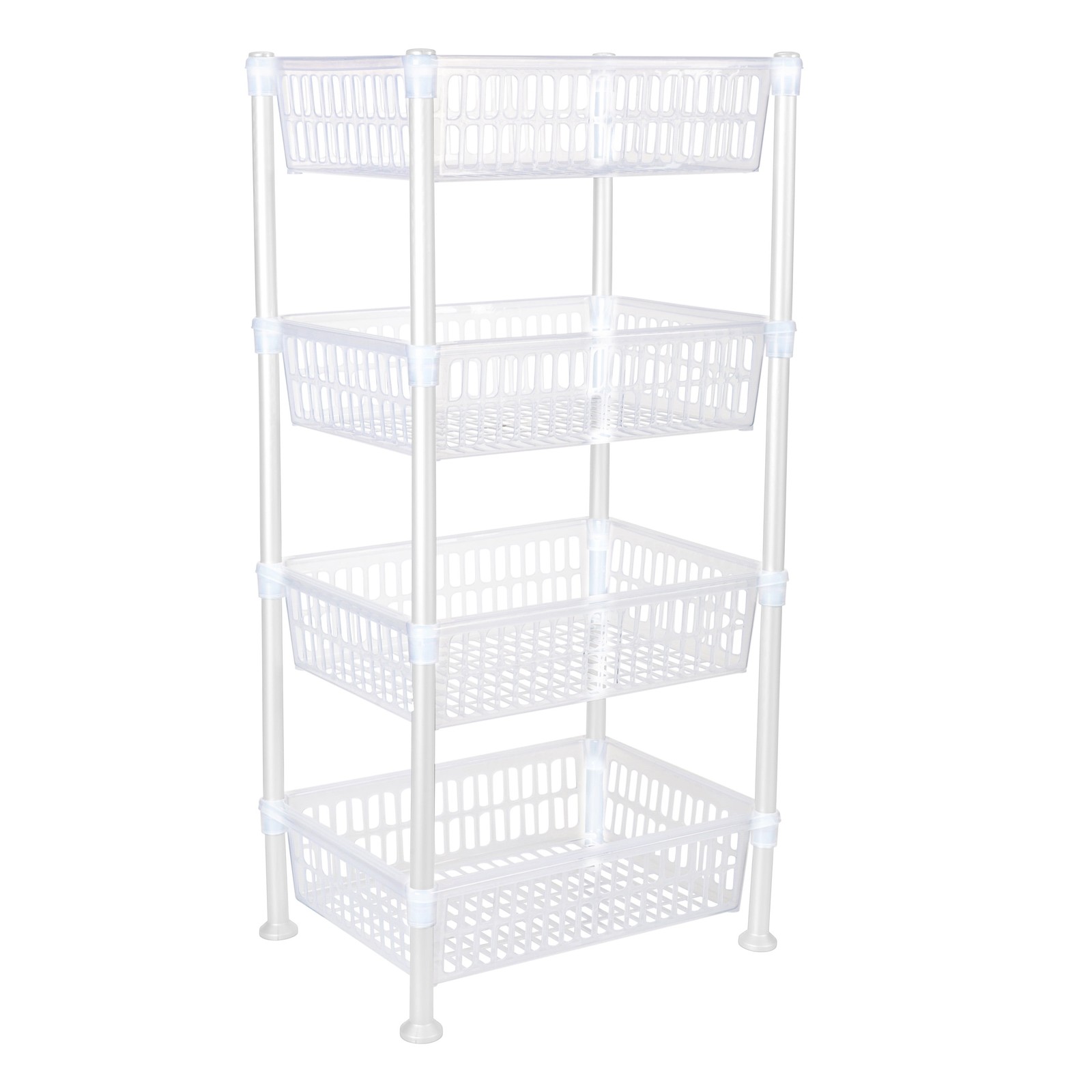 White 4-Tier Slim Plastic Storage Shelf for Kitchen & Living Room
