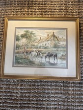 19th Century 1917 Water Painting Yorkshire Signed J.B Original Antique Landscape