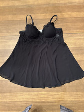 Linea Donatella Nightie XL Wedding Lingerie Babydoll Black Adjustable Strap Bra