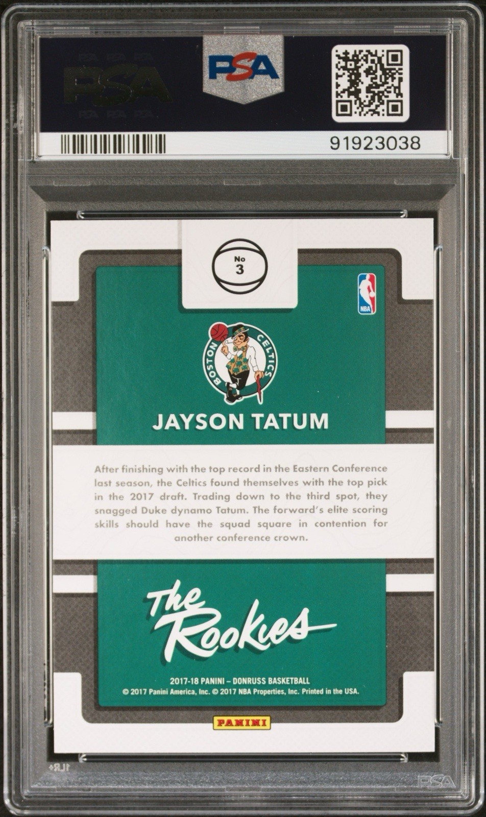 2017 Jayson Tatum Panini Donruss Optic The Rookies #3 PSA 10 💎 🍬 🍭 view 3