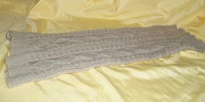 Cabel Knit Beige Brown Boot Socks/Leg Warmers footless 25'' long