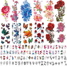 102 Sheets Waterproof Temporary Tattoos for Adults and Kids - Floral  Butterfly