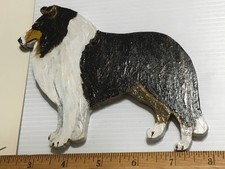 Handmade Wooden Handpainted TRI-COLOR COLLIE Plaque/Ornament/Paper Weight/Magnet