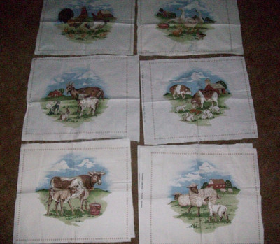 9 NOS CRANSTON FARMLIFE COLLECTION PICTURE  PATCHES 13X11'' EACH CHICKEN, COW ETC