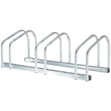 HOMCOM Bike Parking Rack Bicycle Locking Storage Stand for 3 Cycling Silver