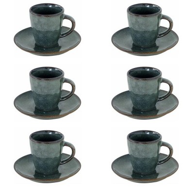 EASY LIFE SET 6 KAFFEETASSEN MIT STONEWARE UNTERTASSE - GENESIS