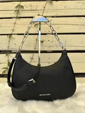 Michael Kors Cora Large Zip Leather Pouchette ( Black)