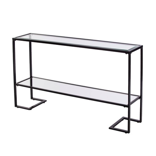 Southern Enterprises Ochila 52 in. Black Rectangle Glass Console Table with - Picture 4 of 9