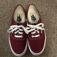 VANS Premium Authentic Shoes Trainers - Burgundy Canvas Shoes - Size 4
