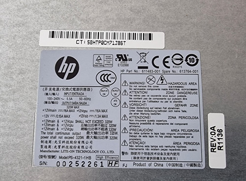 PC Netzteil HP 611483-001 320 Watt Netzteil 613764-001 PS-4321-1HB